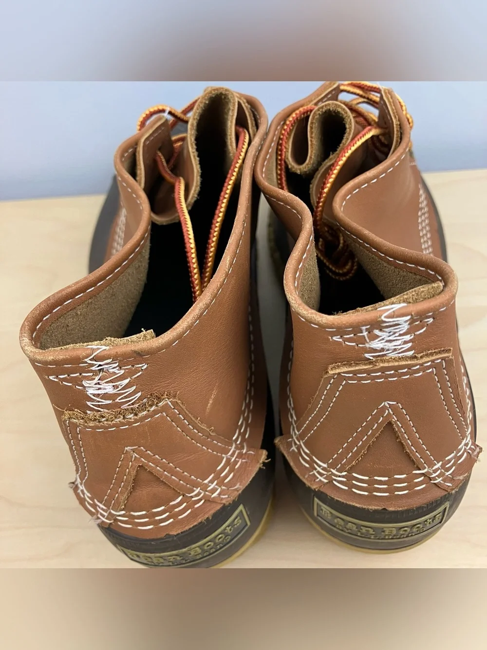 L.L. Bean Men’s Size 14.0 M Duck Boots Brown Leather Unlined Lace Up Classic